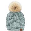 imageCC Hatsandscarf Exclusives Unisex Solid Ribbed Beanie with Pom HAT43A Waffle Stitch Patternwinter Mint