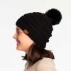 imageCC Hatsandscarf Exclusives Unisex Solid Ribbed Beanie with Pom HAT43Ablack