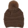 imageCC Hatsandscarf Exclusives Unisex Solid Ribbed Beanie with Pom HAT43Abrown