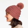 imageCC Hatsandscarf Exclusives Unisex Solid Ribbed Beanie with Pom HAT43Adk Rose