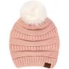 imageCC Hatsandscarf Exclusives Unisex Solid Ribbed Beanie with Pom HAT43AroseIvy