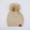 imageCC Hatsandscarf Exclusives Unisex Solid Ribbed Beanie with Pom HAT43Beige