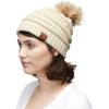 imageCC Hatsandscarf Exclusives Unisex Solid Ribbed Beanie with Pom HAT43Beige