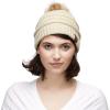 imageCC Hatsandscarf Exclusives Unisex Solid Ribbed Beanie with Pom HAT43Beige