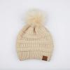 imageCC Hatsandscarf Exclusives Unisex Solid Ribbed Beanie with Pom HAT43Beige Pom