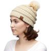 imageCC Hatsandscarf Exclusives Unisex Solid Ribbed Beanie with Pom HAT43Beige Pom