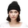 imageCC Hatsandscarf Exclusives Unisex Solid Ribbed Beanie with Pom HAT43Black  Grey Pom