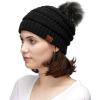 imageCC Hatsandscarf Exclusives Unisex Solid Ribbed Beanie with Pom HAT43Black  Grey Pom