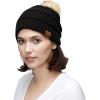 imageCC Hatsandscarf Exclusives Unisex Solid Ribbed Beanie with Pom HAT43Black