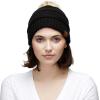 imageCC Hatsandscarf Exclusives Unisex Solid Ribbed Beanie with Pom HAT43Black