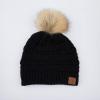imageCC Hatsandscarf Exclusives Unisex Solid Ribbed Beanie with Pom HAT43Black