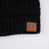 imageCC Hatsandscarf Exclusives Unisex Solid Ribbed Beanie with Pom HAT43Black