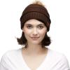 imageCC Hatsandscarf Exclusives Unisex Solid Ribbed Beanie with Pom HAT43Brown