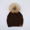 imageCC Hatsandscarf Exclusives Unisex Solid Ribbed Beanie with Pom HAT43Brown