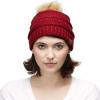 imageCC Hatsandscarf Exclusives Unisex Solid Ribbed Beanie with Pom HAT43Burgundy