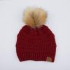 imageCC Hatsandscarf Exclusives Unisex Solid Ribbed Beanie with Pom HAT43Burgundy