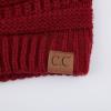 imageCC Hatsandscarf Exclusives Unisex Solid Ribbed Beanie with Pom HAT43Burgundy