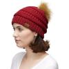 imageCC Hatsandscarf Exclusives Unisex Solid Ribbed Beanie with Pom HAT43Burgundy Metallic