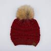 imageCC Hatsandscarf Exclusives Unisex Solid Ribbed Beanie with Pom HAT43Burgundy Metallic
