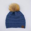 imageCC Hatsandscarf Exclusives Unisex Solid Ribbed Beanie with Pom HAT43Dark Denim