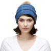imageCC Hatsandscarf Exclusives Unisex Solid Ribbed Beanie with Pom HAT43Dark Denim