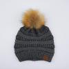 imageCC Hatsandscarf Exclusives Unisex Solid Ribbed Beanie with Pom HAT43Dark Melange Grey Metallic