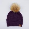 imageCC Hatsandscarf Exclusives Unisex Solid Ribbed Beanie with Pom HAT43Dark Purple