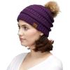 imageCC Hatsandscarf Exclusives Unisex Solid Ribbed Beanie with Pom HAT43Dark Purple