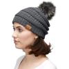imageCC Hatsandscarf Exclusives Unisex Solid Ribbed Beanie with Pom HAT43Dk Mel Grey