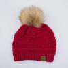 imageCC Hatsandscarf Exclusives Unisex Solid Ribbed Beanie with Pom HAT43Hot Pink