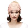 imageCC Hatsandscarf Exclusives Unisex Solid Ribbed Beanie with Pom HAT43Indi Pink