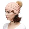 imageCC Hatsandscarf Exclusives Unisex Solid Ribbed Beanie with Pom HAT43Indi Pink