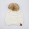 imageCC Hatsandscarf Exclusives Unisex Solid Ribbed Beanie with Pom HAT43Ivory