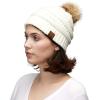 imageCC Hatsandscarf Exclusives Unisex Solid Ribbed Beanie with Pom HAT43Ivory