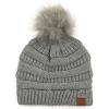 imageCC Hatsandscarf Exclusives Unisex Solid Ribbed Beanie with Pom HAT43Lt Melangie