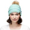 imageCC Hatsandscarf Exclusives Unisex Solid Ribbed Beanie with Pom HAT43Mint