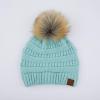 imageCC Hatsandscarf Exclusives Unisex Solid Ribbed Beanie with Pom HAT43Mint