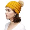 imageCC Hatsandscarf Exclusives Unisex Solid Ribbed Beanie with Pom HAT43Mustard