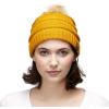 imageCC Hatsandscarf Exclusives Unisex Solid Ribbed Beanie with Pom HAT43Mustard