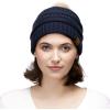 imageCC Hatsandscarf Exclusives Unisex Solid Ribbed Beanie with Pom HAT43Navy