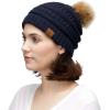 imageCC Hatsandscarf Exclusives Unisex Solid Ribbed Beanie with Pom HAT43Navy