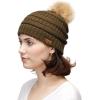 imageCC Hatsandscarf Exclusives Unisex Solid Ribbed Beanie with Pom HAT43New Olive