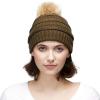 imageCC Hatsandscarf Exclusives Unisex Solid Ribbed Beanie with Pom HAT43New Olive