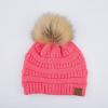 imageCC Hatsandscarf Exclusives Unisex Solid Ribbed Beanie with Pom HAT43Newcandypink