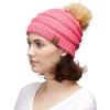 imageCC Hatsandscarf Exclusives Unisex Solid Ribbed Beanie with Pom HAT43Newcandypink