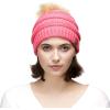 imageCC Hatsandscarf Exclusives Unisex Solid Ribbed Beanie with Pom HAT43Newcandypink