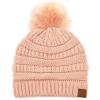 imageCC Hatsandscarf Exclusives Unisex Solid Ribbed Beanie with Pom HAT43Pink