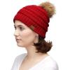 imageCC Hatsandscarf Exclusives Unisex Solid Ribbed Beanie with Pom HAT43Red Amazon