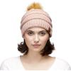 imageCC Hatsandscarf Exclusives Unisex Solid Ribbed Beanie with Pom HAT43Rose