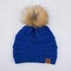 imageCC Hatsandscarf Exclusives Unisex Solid Ribbed Beanie with Pom HAT43Royal Blue